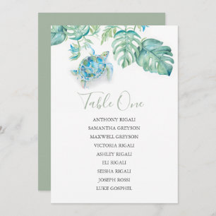 Tropical Wedding Seating Chart, Table Plan Invitation