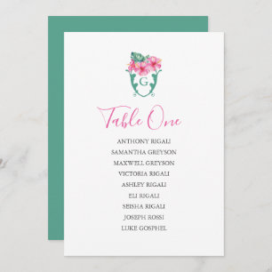 Tropical Wedding Seating Chart Table Plan Invitation