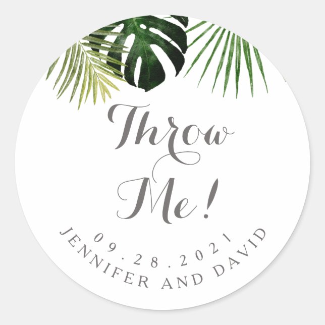 Tropical Wedding Send Off Petal Toss Stickers (Front)