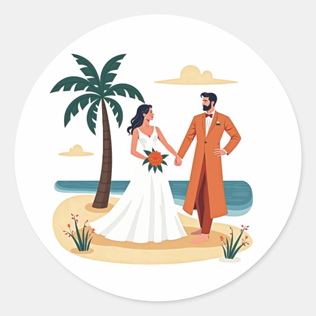 Tropical Wedding Sticker (Front)
