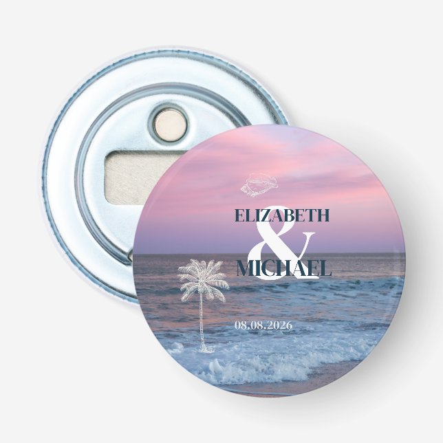 Tropical Wedding Sunrise Ocean Beach Bottle Opener (Front)