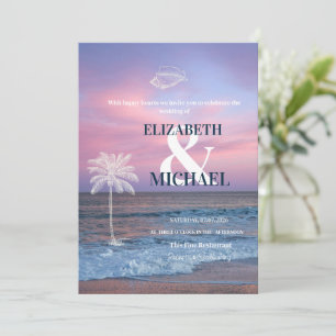 Tropical Wedding Sunrise Ocean Beach Invitation