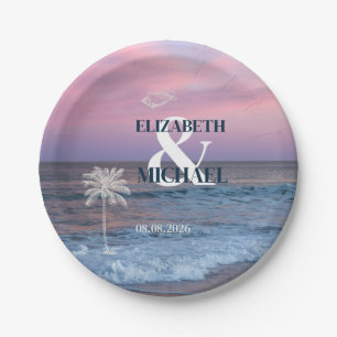 Tropical Wedding Sunrise Ocean Beach Paper Plate