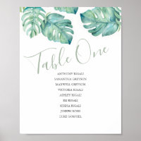 Tropical Wedding Table Decor Seating Chart