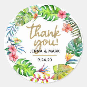 Tropical Wedding   Thanks Party Favour Stickers