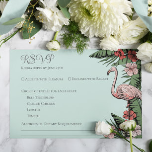 Tropical Wedding Turquoise RSVP Card