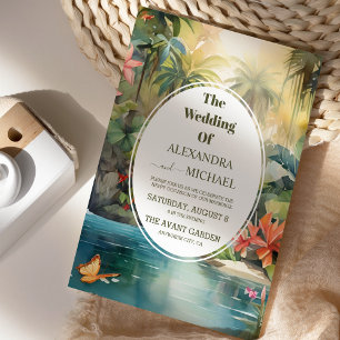 Tropical Wedding Watercolor Floral  Invitation