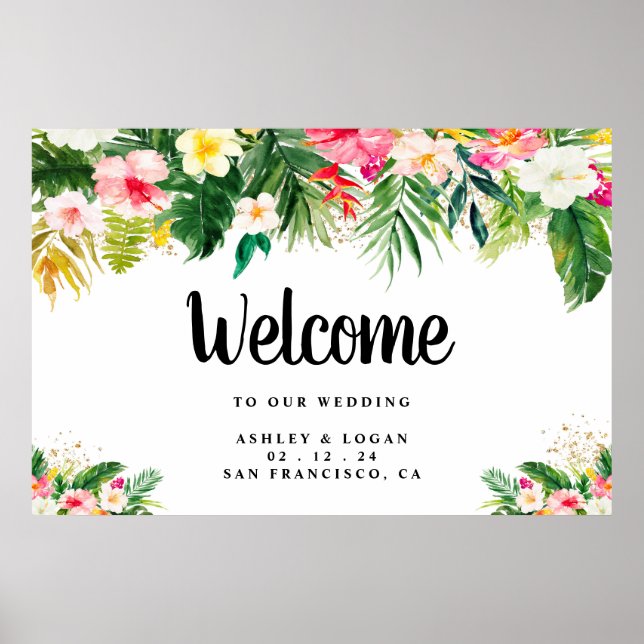 Tropical Wedding Welcome Sign (Front)
