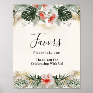 Tropical Weding Palm Monstera Favours Poster