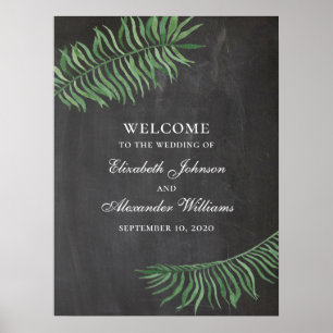 Tropical welcome sign. Chalkboard wedding exotic Poster