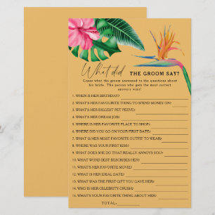 Tropical - What did the groom say bridal game