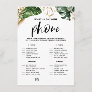 Tropical What's in Your Phone Bridal Shower Game Enclosure Card