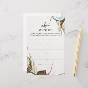 Tropical Where were we bridal shower game
