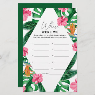 Tropical - Where were we bridal shower game