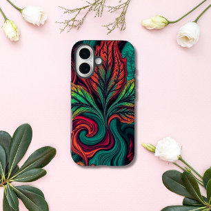 Tropical Whirl Abstract Leaf iPhone 16 Case