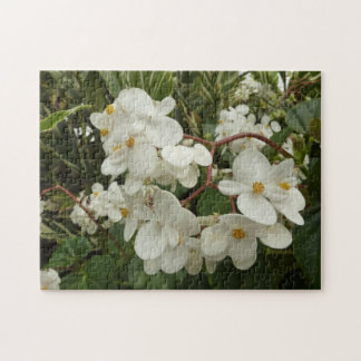 Tropical White Begonia Floral Jigsaw Puzzle