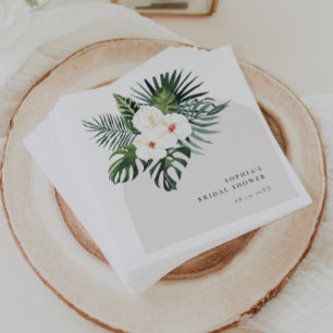 Tropical White Floral Arch Napkin
