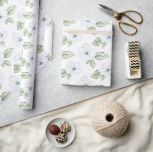 Tropical White Flowers Wrapping Paper