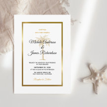 Tropical White Gold Palm Tree Modern Wedding