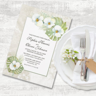 Tropical White Orchid Floral Wedding Invitation