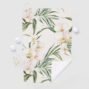 Tropical White Orchid Flowers   Golf Towel