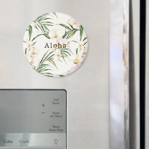 Tropical White Orchid Flowers Magnet