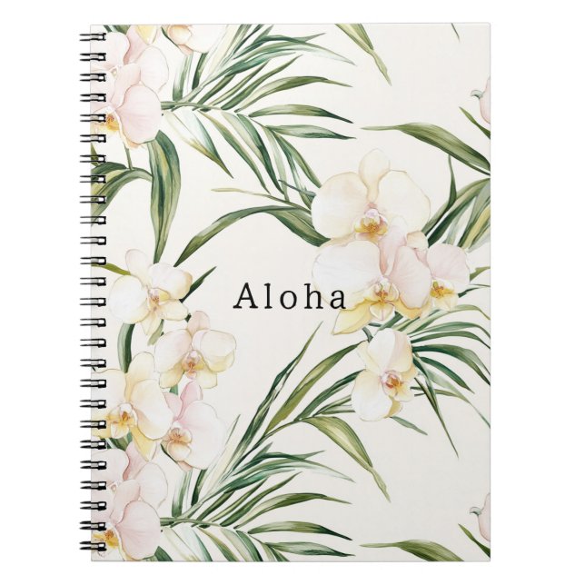 Tropical White Orchid Flowers   Notebook (Front)