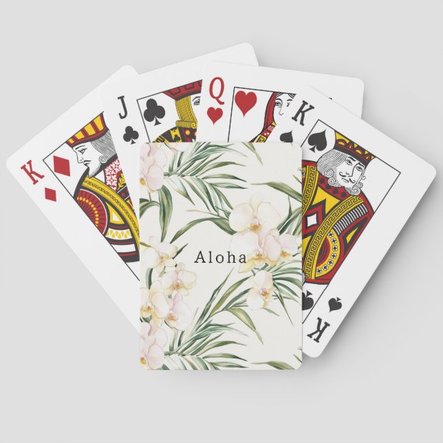 Tropical White Orchid Flowers   Playing Cards (Back)