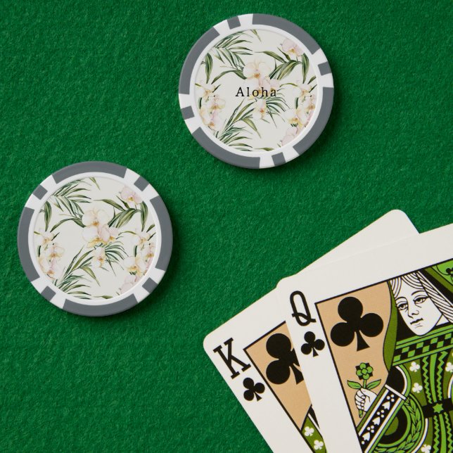 Tropical White Orchid Flowers   Poker Chips (Poker Table (Double))