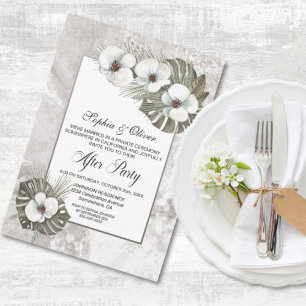 Tropical White Orchids Wedding After Party Invitation