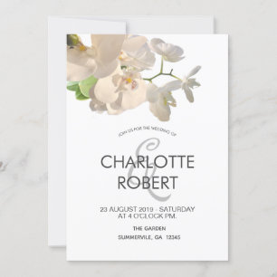 Tropical White Orchids Wedding     Invitation