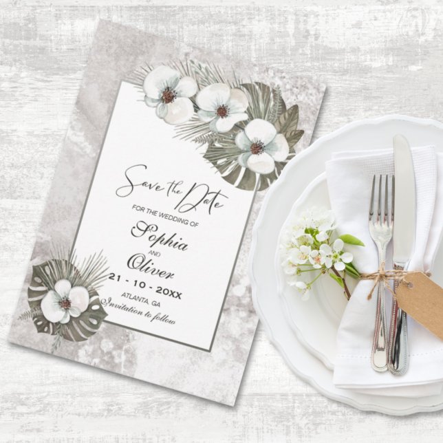 Tropical White Orchids Wedding Save the Date (Creator Uploaded)