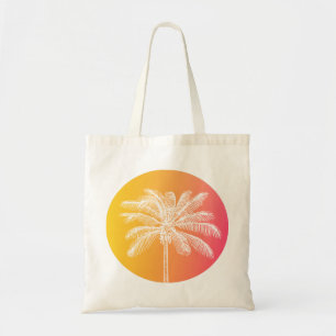 Tropical White palm tree sunset Tote Bag