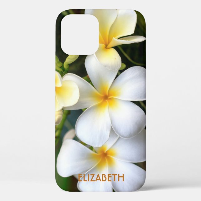 Tropical White Plumeria Floral Name Personalised Case-Mate iPhone Case (Back)