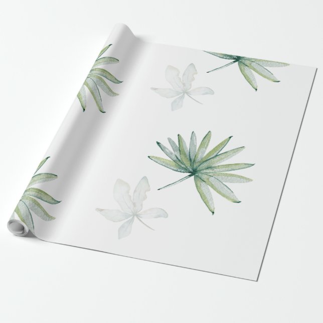 Tropical White  Wrapping Paper (Unrolled)