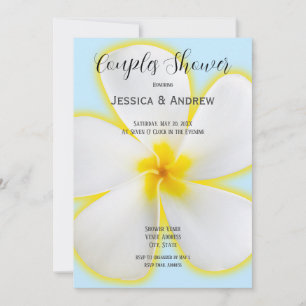Tropical, White & Yellow Plumeria, Floral, Couples Invitation