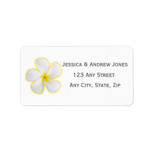 Tropical, White & Yellow Plumeria, Floral Wedding Label