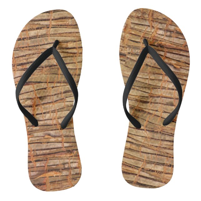 Tropical Wickery Tree Bark Photo Flip Flops (Footbed)