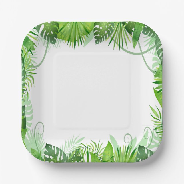 Tropical Wild One Birthday` Paper Plate (Front)