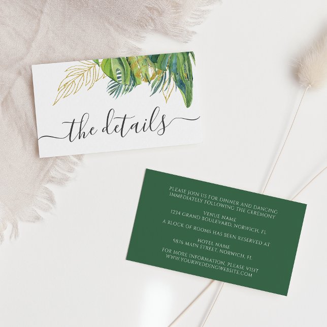 Tropical Wild Palm Leaves Wedding Details Enclosure Card (Creator Uploaded)