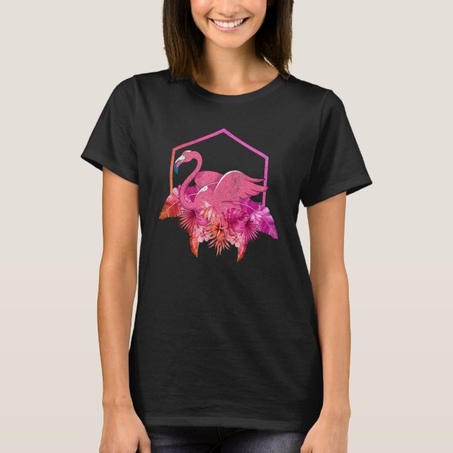 Tropical Wildlife Bird   Exotic Animal Pink Flamin T-Shirt (Front)