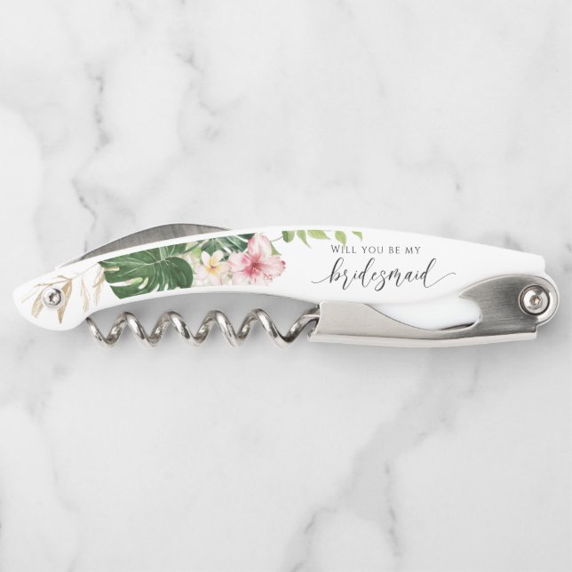 Tropical Will you be my bridesmaid  Proposal  Corkscrew (Back)