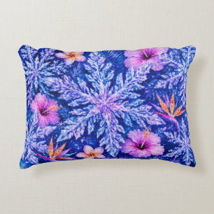 Tropical Winter Snowflakes Decorative Cushion