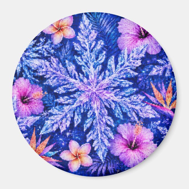 Tropical Winter Snowflakes Magnet (Front)