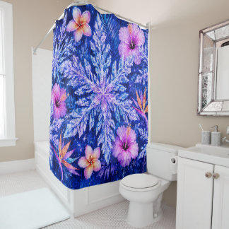 Tropical Winter Snowflakes Shower Curtain