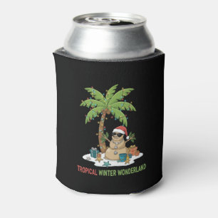 Tropical Winter Wonderland   Funny Christmas  Can Cooler