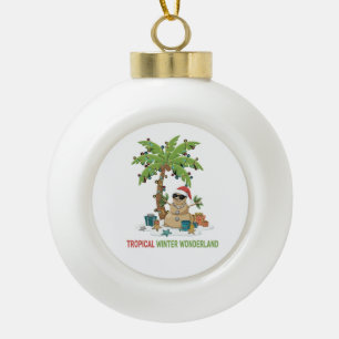 Tropical Winter Wonderland   Funny Christmas  Ceramic Ball Christmas Ornament