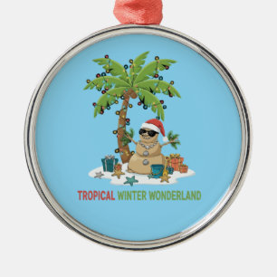 Tropical Winter Wonderland   Funny Christmas  Metal Tree Decoration