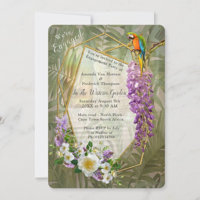 Tropical Wisteria Paradise at the Golden Palace Invitation (Front)