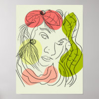 Tropical Woman Line Art Colourful
